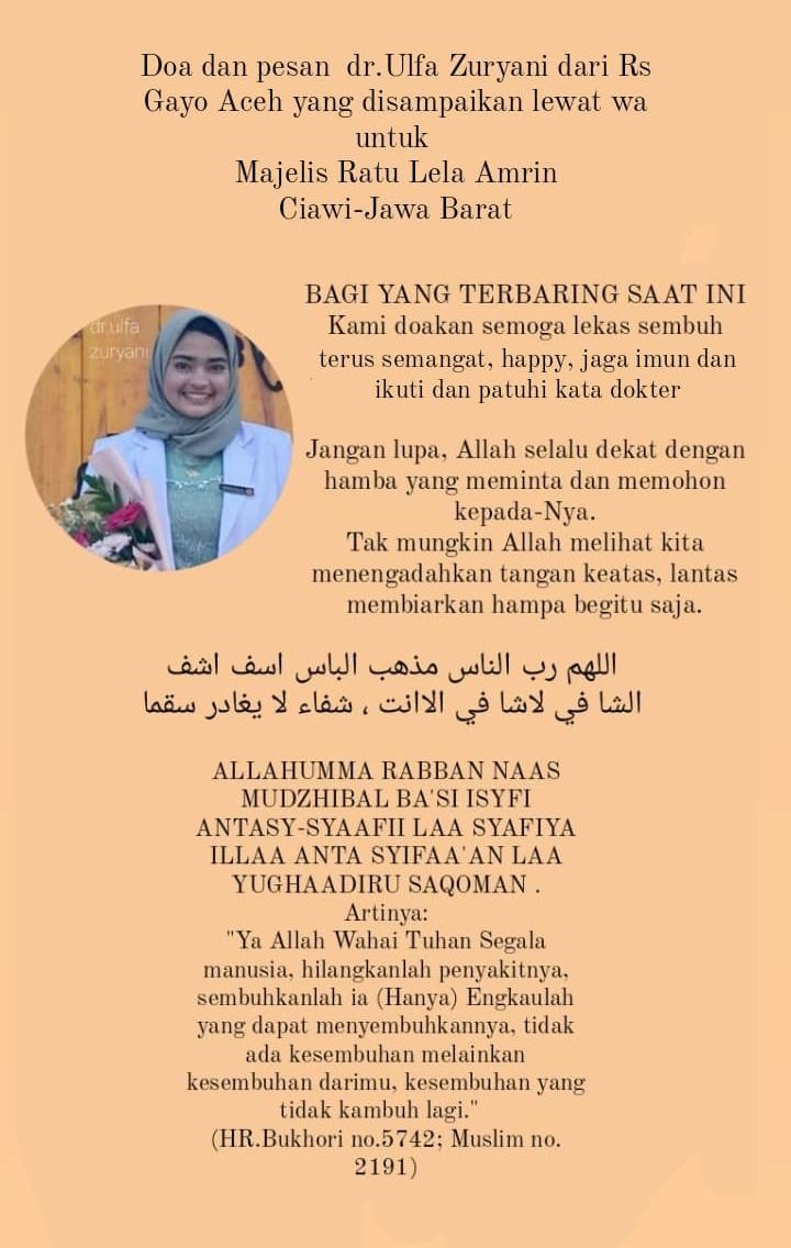 Doa dan Pesan dr.Ulfa Zuryani dari RS Gayo Aceh